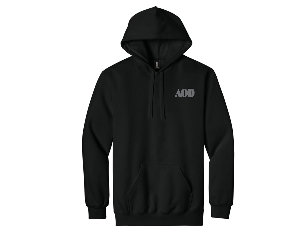 "NEW" Two-side Embroidered Black AOD Hoodie